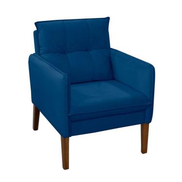 Imagem de Poltrona Decorativa Liz Sala Escritório E Recepção Suede Azul Marinho Eli Móveis E Decoração