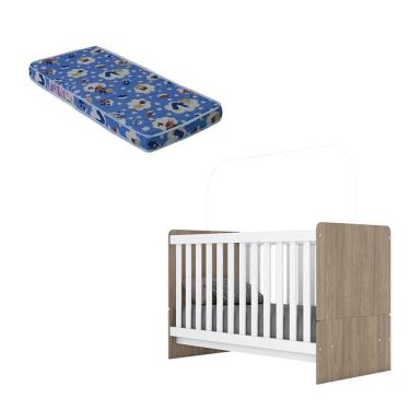 Imagem de Berço Nacional Labirinto Rústico Branco Brilho Com Colchão Ortobom - Henn