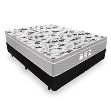 Imagem de Cama Box Casal Bipartido Tecido Sintético Preto Com Colchão De Molas Ensacadas - Probel Evolution