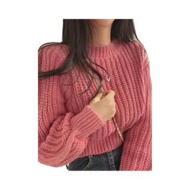 Imagem de Suéter Feminino De Tricô Vintage Harajuku Solto De Manga Longa, Macio 