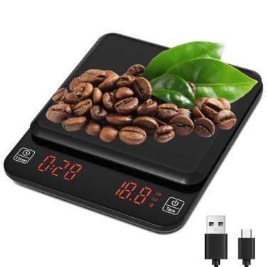 Imagem de Balanças de café digitais recarregáveis com temporizador de 3 kg preta