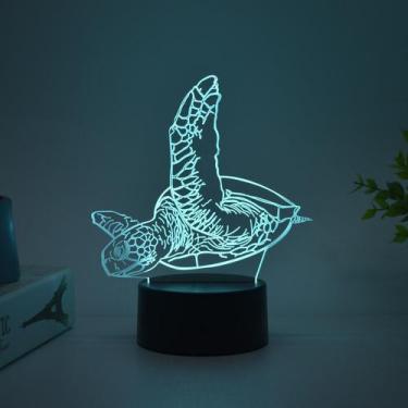 Imagem de Luz noturna: tartaruga marinha, LED, luz colorida, acrílico, ABS - Tai