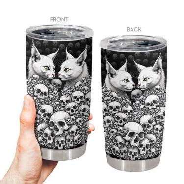 Imagem de Caneca de café Oasisdream Tumbler 600mL com estampa de caveira