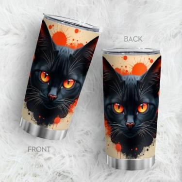 Imagem de Copo Oasisdream de aço inoxidável 600mL com estampa de gato