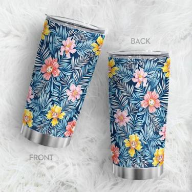 Imagem de Copo Oasisdream de aço inoxidável 600ml com estampa floral