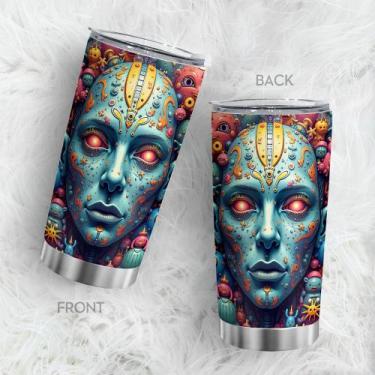 Imagem de Caneca de viagem Oasisdream Tumbler de aço inoxidável 600mL com tampa