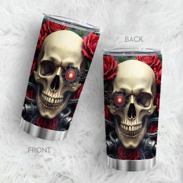 Imagem de Copo de viagem Oasisdream 600ml em aço inoxidável com estampa de cavei