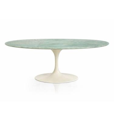 Imagem de Mesa de Jantar Saarinen Oval 137x90 cm Off White &amp Mármore Da Vinci