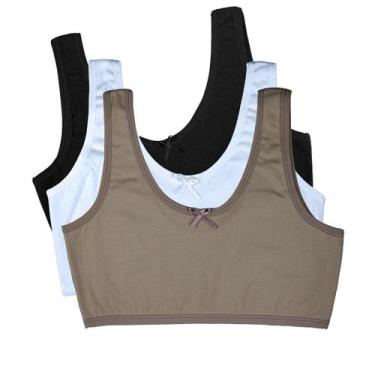 Imagem de Kit 3 Sutiã Top Juvenil Menina Moça Algodão Adolescente Alça Larga  Em