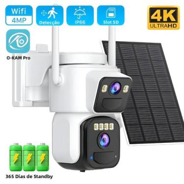Imagem de Câmera Solar WiFi Externa 4K HD Com Lente Dupla, Vigilância Por Vídeo 