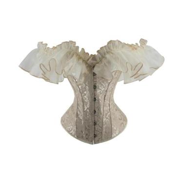 Imagem de Top Gótico Feminino off Shoulder Com Rendas E Mangas Curtas, Modelador