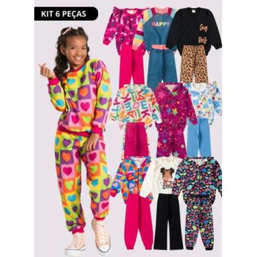 Imagem de Kit Sortido 6 Peças de Roupas Infantis Menina Inverno - 3 Conjuntos - 