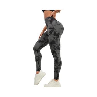 Imagem de Calças De Yoga Sem Costura De Cintura Alta Tie Dye Para Mulheres, Legg