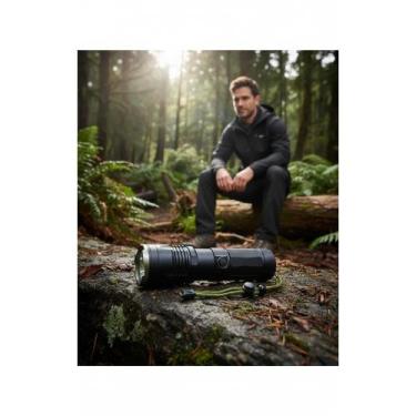 Imagem de Lanterna Tática LED 2000lm Super Branca Recarregável Preta - Congratul
