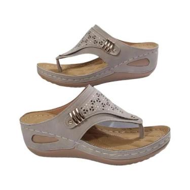 Imagem de Sandálias Ortopédicas Femininas Respiráveis Com Salto Anabela, Confort