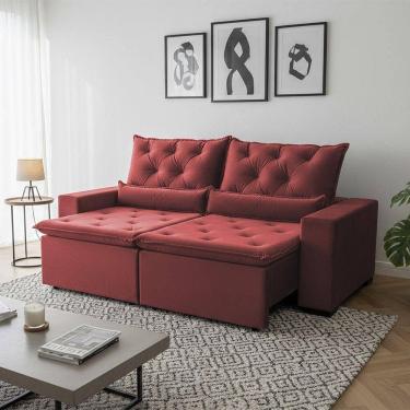 Imagem de Sofá Retrátil Premium 150m Em Suede Reclinável E Com 2 Módulos Milão Terracota