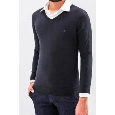 Imagem de Suéter Tricot Slim Masculino Ogochi 005511003 Preto, G, Preto
