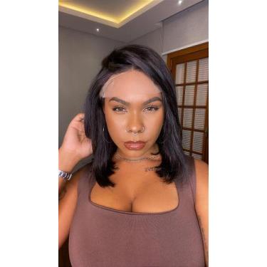 Imagem de Peruca Lace Front Cabelo Humano Kylie Midi - 35 cm, Castanho Escuro - 