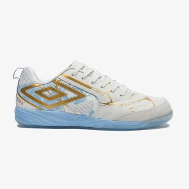 Imagem de Chuteira Umbro Futsal Pro 5 Bump Kintsugi, 40, Branco, Azul