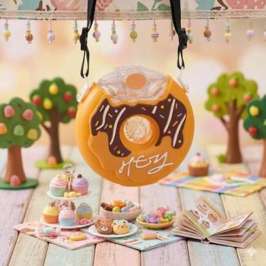 Imagem de Garrafa Escolar Para Água Suco Infantil Squeeze Donuts 380ML Com Tampa