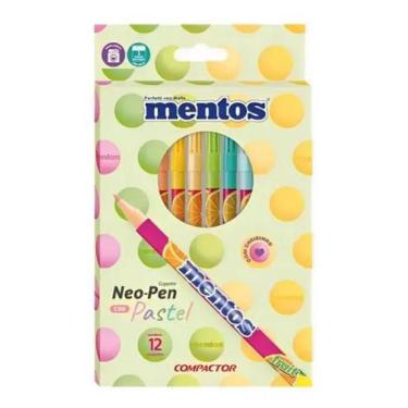 Imagem de Canetinha Mentos Neo-Pen Gigante com 12 cores Tons Pastel Compactor, C