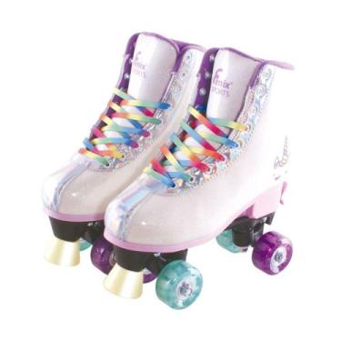 Imagem de Patins 4 Rodas Ajustável Fenix Brinquedos RL-08 Com Luz 35-38 Branco -