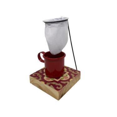 Imagem de Coador de Pano p/ Café Com Caneca e Suporte de Madeira 1 XC - Art Café