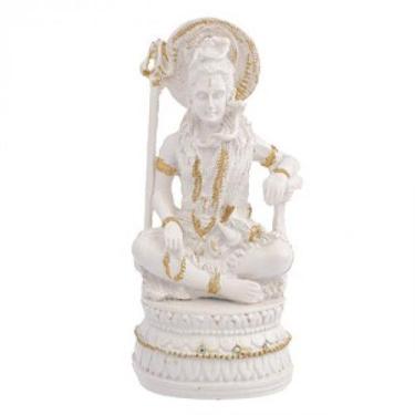 Imagem de Imagem Shiva Meditando Branco Escultura Resina Estátua 16  cm - Lua Mi