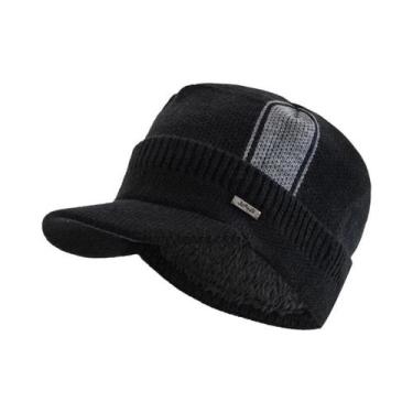 Imagem de Gorro Unissex Quente De Inverno Com Forro De Pelúcia E Malha Grossa Pa