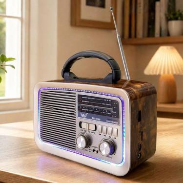 Imagem de Rádio Lanterna Clássico Portátil Vintage Retro USB Fm Am Sw - Genérico