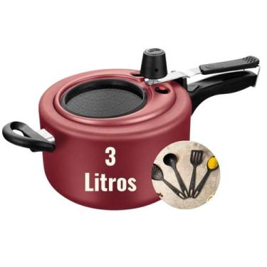 Imagem de Panela de Pressão MTA 3L Cereja com Visor de Vidro