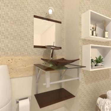 Imagem de Gabinete De Vidro Para Banheiro 40cm Com Torneira Cascata Marrom - Cub
