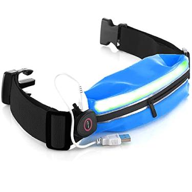 Imagem de Pochete Com Luz LED Recarregável USB Para Corrida Reflexiva - 3 Modos De Luz e 2 Tiras Reflexivas com Espaço para Chave, Celular Iphone, Samsung, Xiaomi, Pochete Leve para Corredores,