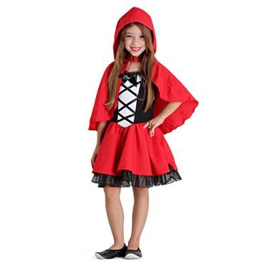 Imagem de Fantasia Chapeuzinho Vermelho Luxo Infantil 933396-p Sulamericana Fantasias Vermelho/preto/branco P 3/4 Anos