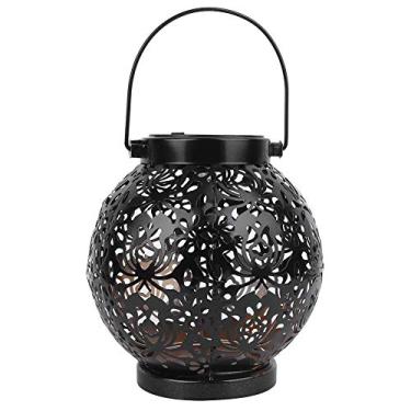 Imagem de Lanterna solar, luzes externas de jardim suspenso, abajur decorativo LED de metal para jardim pátio pátio gramado