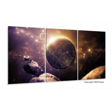 Imagem de Quadro decorativo Universo Planeta com Tela em Tecido 120x60