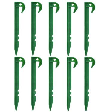 Imagem de Estacas de jardim 10 peças,estacas de plástico para barraca de terra, tecido de barreira de erva daninha para fixação de estacas de rede de jardim, barracas de acampamento, lonas de chuva e tecido paisagem de gramado