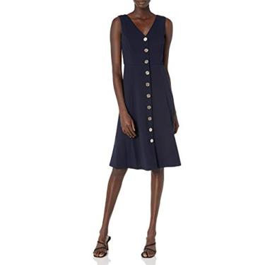Imagem de Tommy Hilfiger Midi feminino Scuba Fit and Flare, Capitão do céu, 36