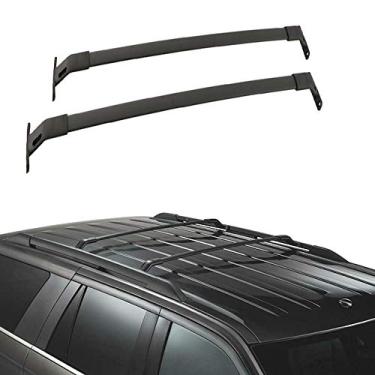 Imagem de UDP 2 peças barras transversais de alumínio barras transversais trilho de teto bagagem, bagagem, barra de rack de teto travável, prata, serve para Lincoln Navigator 2018 2019 2020