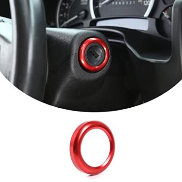 Imagem de PIUGILH Interruptor de arranque de carro com acabamento de liga de alumínio e botão de ignição acessórios para Hummer H2 2003-2007, tampa de botão de fechadura de carro (vermelho)