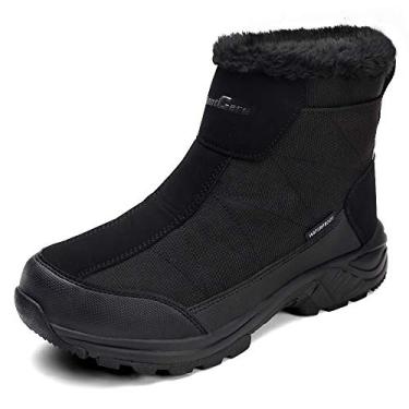 Imagem de SILENTCARE Botas de Neve Masculinas Quentes, Forro de Pele Impermeável Sapatos de Inverno, Antiderrapante Leve Bota Até o Tornozelo, Preto, 7