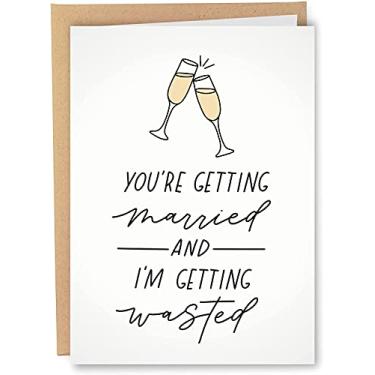 Imagem de Sleazy Greetings Cartão de casamento engraçado ou cartão de noivado | Cartão de presente engraçado de festa de despedida de solteira para noivas | Cartão de comemoração de adulto para ela | Estou recebendo desperdiçado