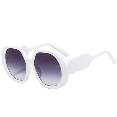 Imagem de Óculos de Sol Feminino Redondos Brancos Grandes Grandes Armações D Luxo Grande Gradiente Óculos de Sol Hipster Vintage Tons Óculos Femininos, C4 branco cinza, UV400
