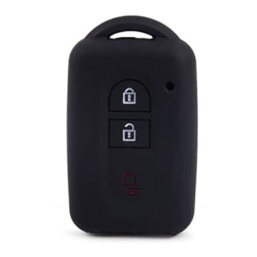 Imagem de SELIYA Capa de silicone para chave remota de carro de 3 botões, apto para Nissan Qashqai Micra Note Pathfinder R15M X-Trail Tiida C11, preto