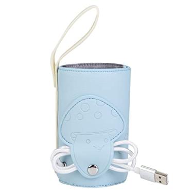 Imagem de Aquecedor de leite portátil,Aquecedor de mamadeira, Aquecedor de mamadeira USB Portátil Armazenamento de leite para viagem Termostato de isolamento(Blue)