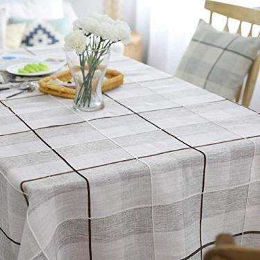 Imagem de toalha de mesa nova toalha de linho de algodão toalha de mesa simples xadrez toalha de mesa de centro pano de pó capa pano pano de piquenique