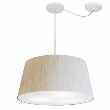 Imagem de Lustre Pendente com Desvio de Centro Cúpula 21/40x50 cm, Vivare Iluminação, Pendente4282 LLA, Linho Bege, Médio
