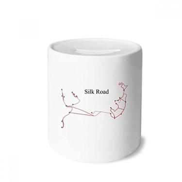 Imagem de DIYthinker Caixa de moedas de cerâmica com porta-moedas "Along The Way to The Silk Road Mapa