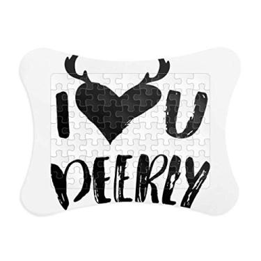 Imagem de Moldura de quebra-cabeça I Love You Deerly com citação de Deerly Jogo de papel para casa