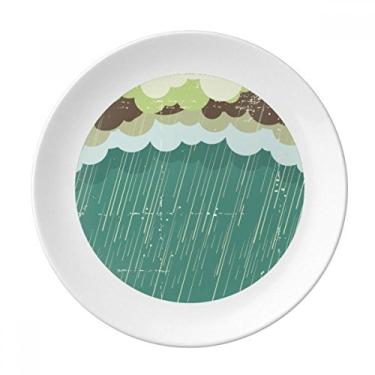 Imagem de Prato decorativo de porcelana Salver Prato de jantar Rain Cloud Sea Weather